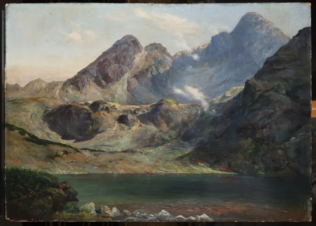 Zielony Staw (Green Lake) at the Foot of Mounts Kościelec i Świnica, by Aleksander Mroczkowski, unspecified, 1921