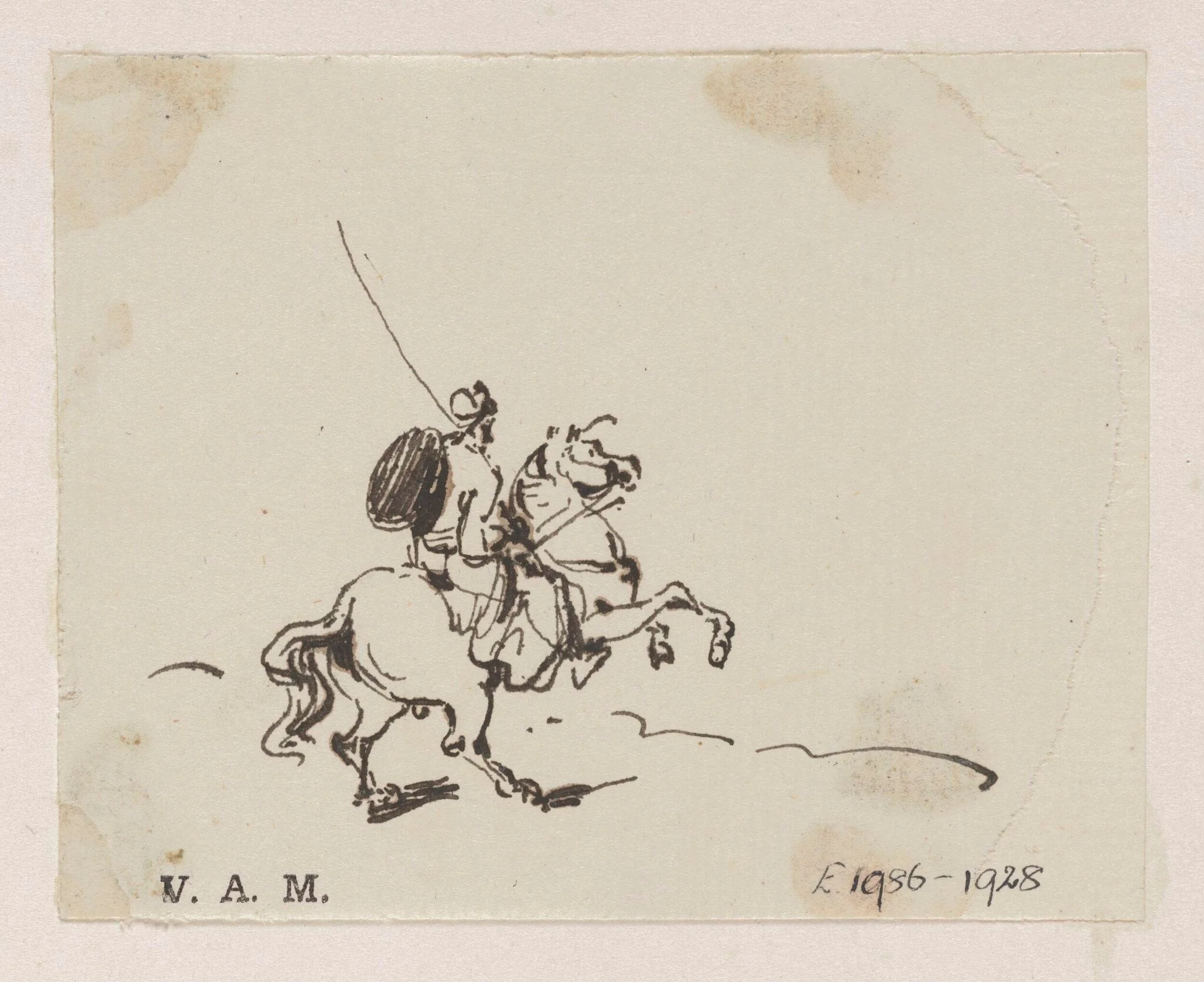 An Indian soldier on a horse, detail