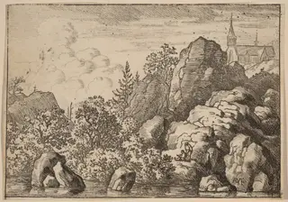 Church on a Hill, by Allart van Everdingen, ink, 1650