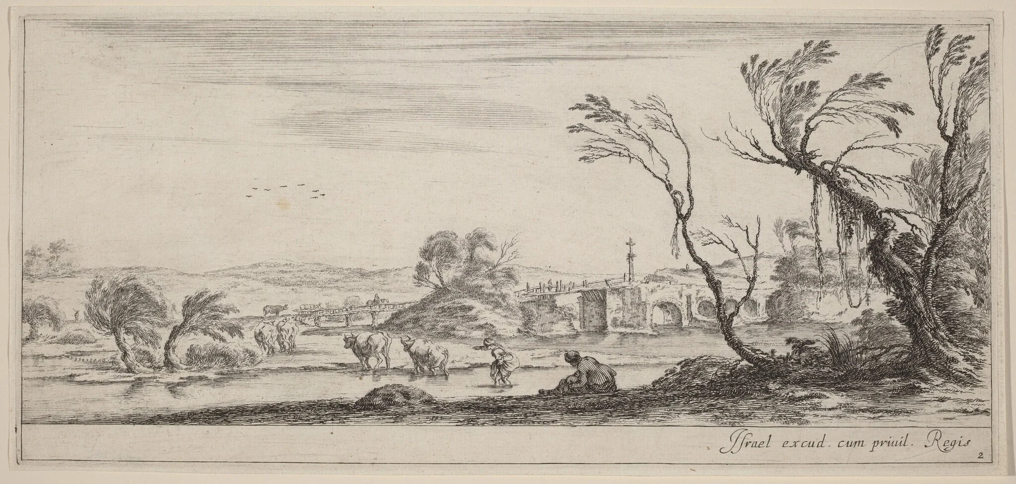 Landscape with Peasant Preparing to Cross a Stream, detail