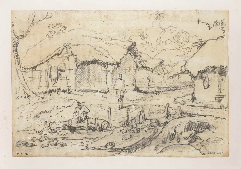 A village street, Bengal, by George Chinnery, 6