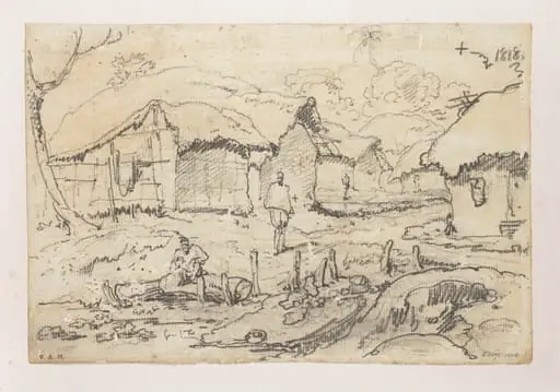 A village street, Bengal, by George Chinnery, 6
