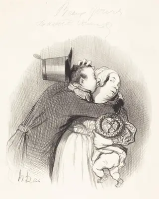 Rencontre de la payse, by Honoré Daumier, ink, 1844