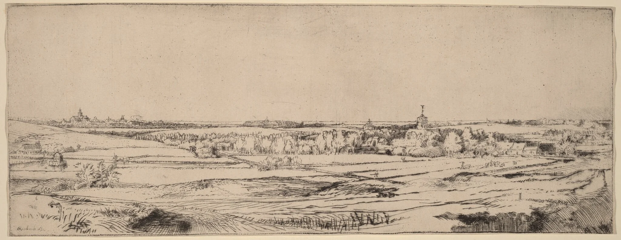 Landscape with a View toward Haarlem (The Goldweigher's Field), detail
