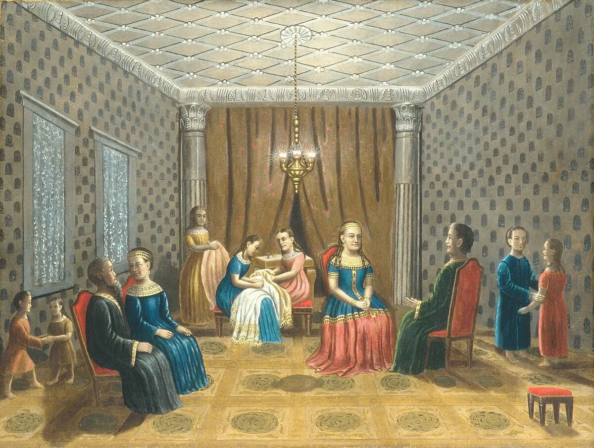 Egyptian Scene (possibly Moses and Zipporah), detail
