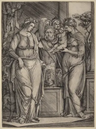 Large Sacrifice to Priapus, by Jacopo de' Barbari, ink, 1500