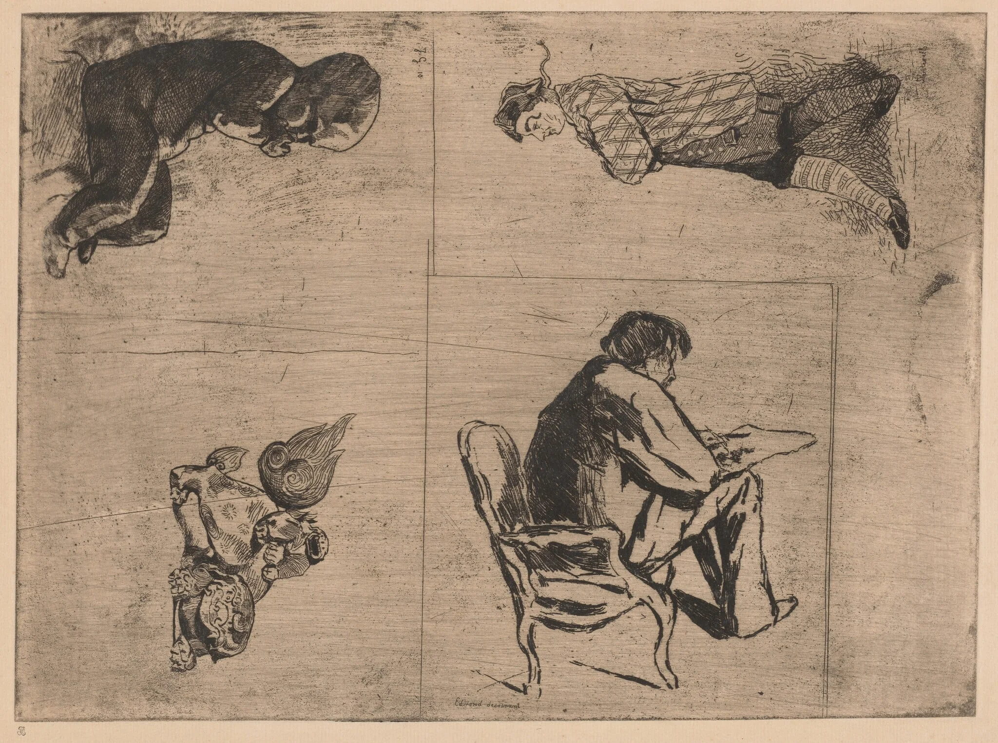 Edmond dessinant (Edmond Drawing, Stenterello, and Other Sketches), detail