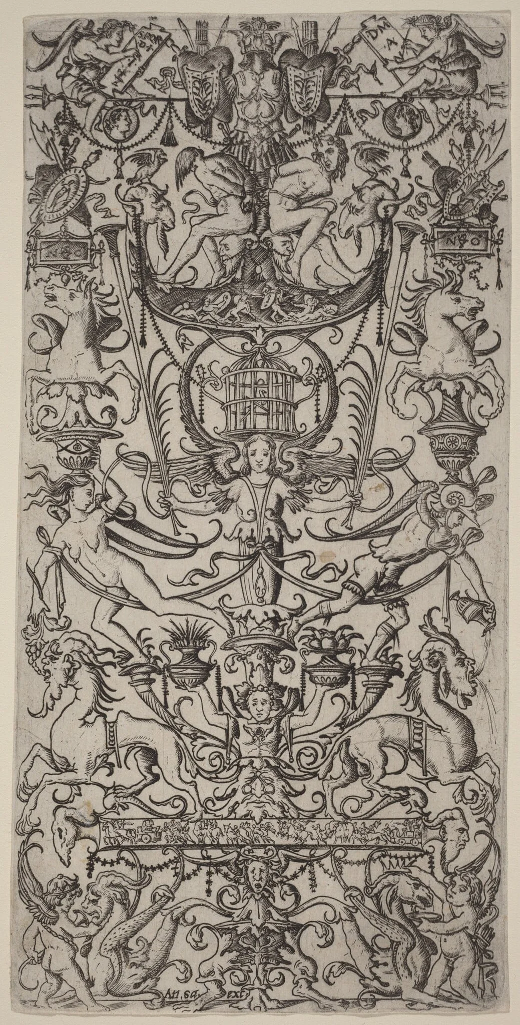 Ornament Panel with a Birdcage, detail