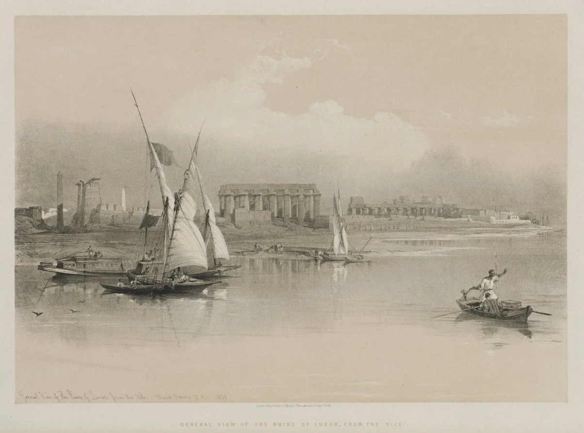 Egypt and Nubia, Volume I: General View of the Ruins of Luxor, From the Nile, detail