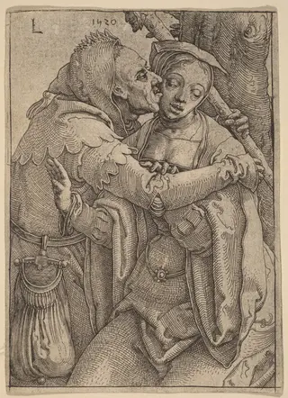 The Fool and the Woman, by Lucas van Leyden, ink, 1520