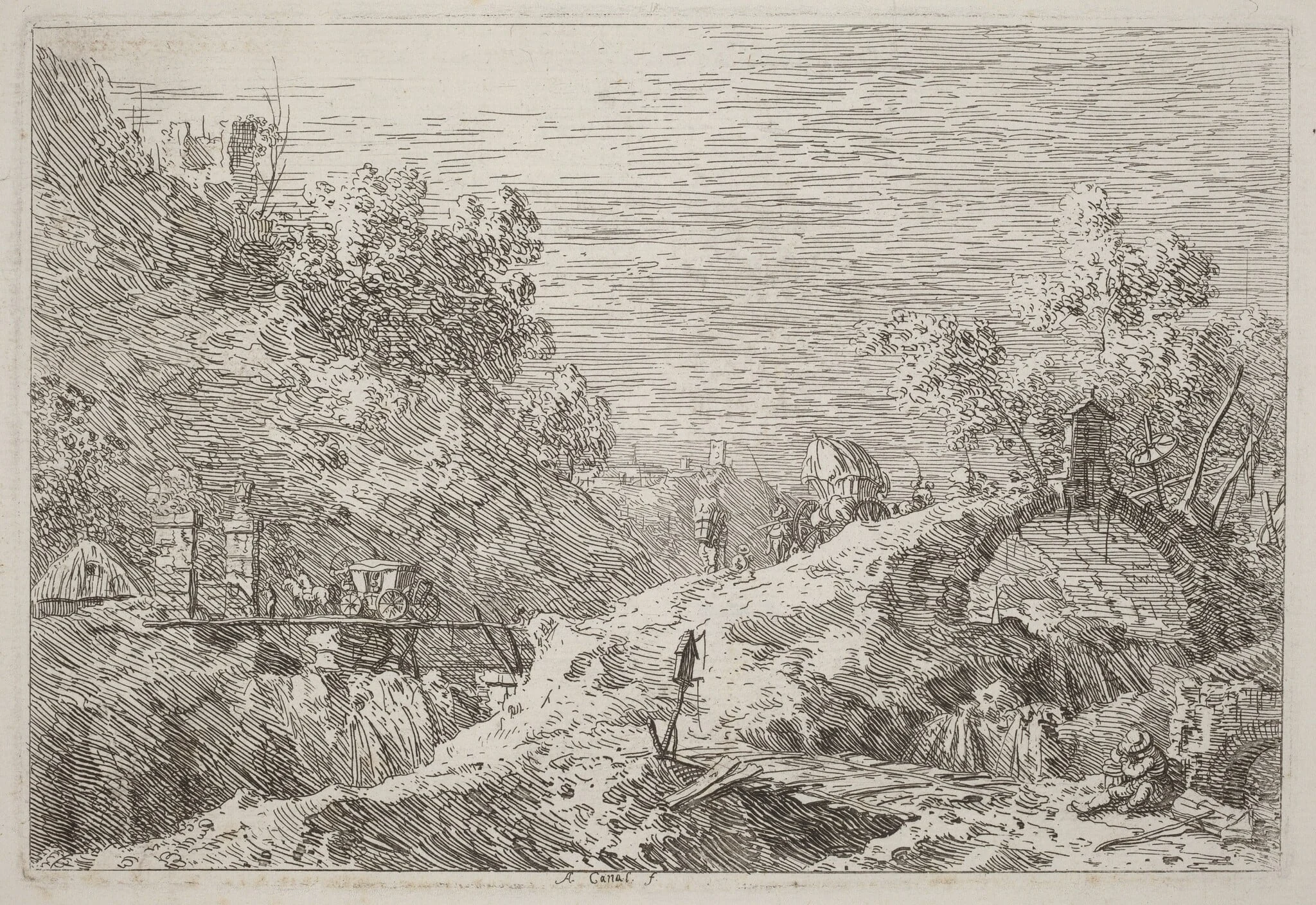Mountain Landscape with Five Bridges, detail