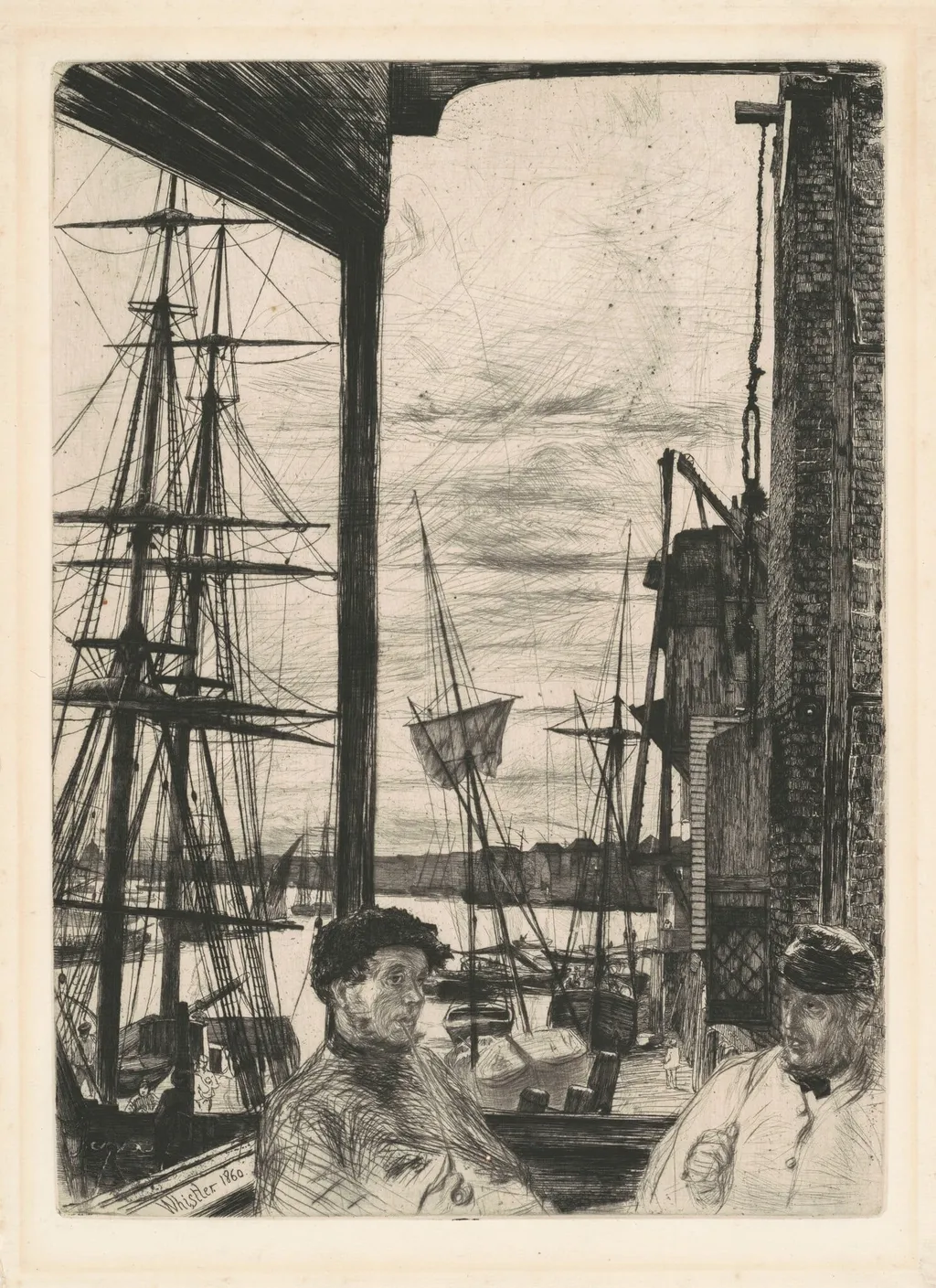 Rotherhithe, by James McNeill Whistler, ink, 1860