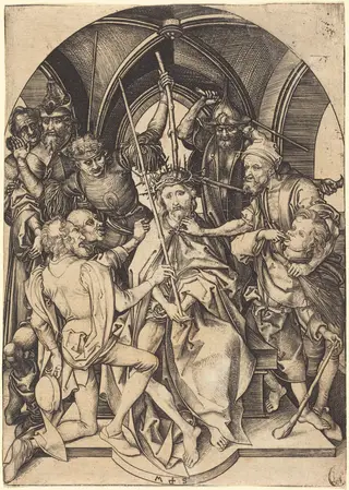 Christ Crowned with Thorns, by Martin Schongauer, ink, 1480