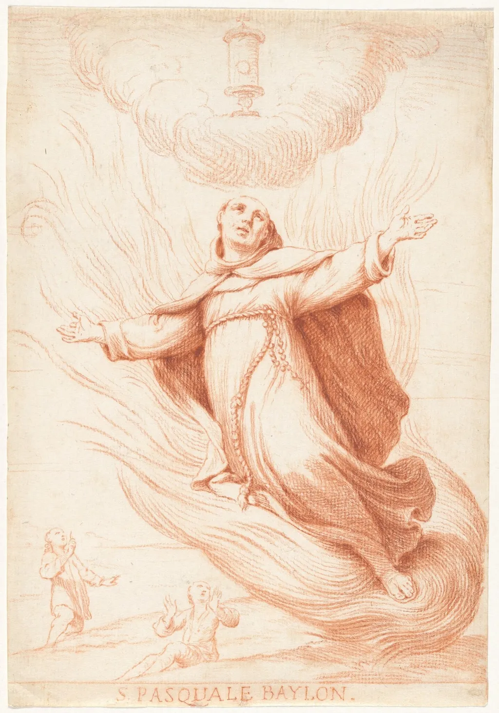 Saint Paschal Baylon in Ecstasy, by Giuseppe Maria Crespi, chalk, 1700