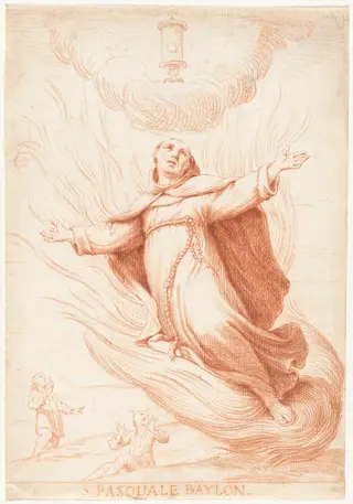 Saint Paschal Baylon in Ecstasy, by Giuseppe Maria Crespi, chalk, 1700