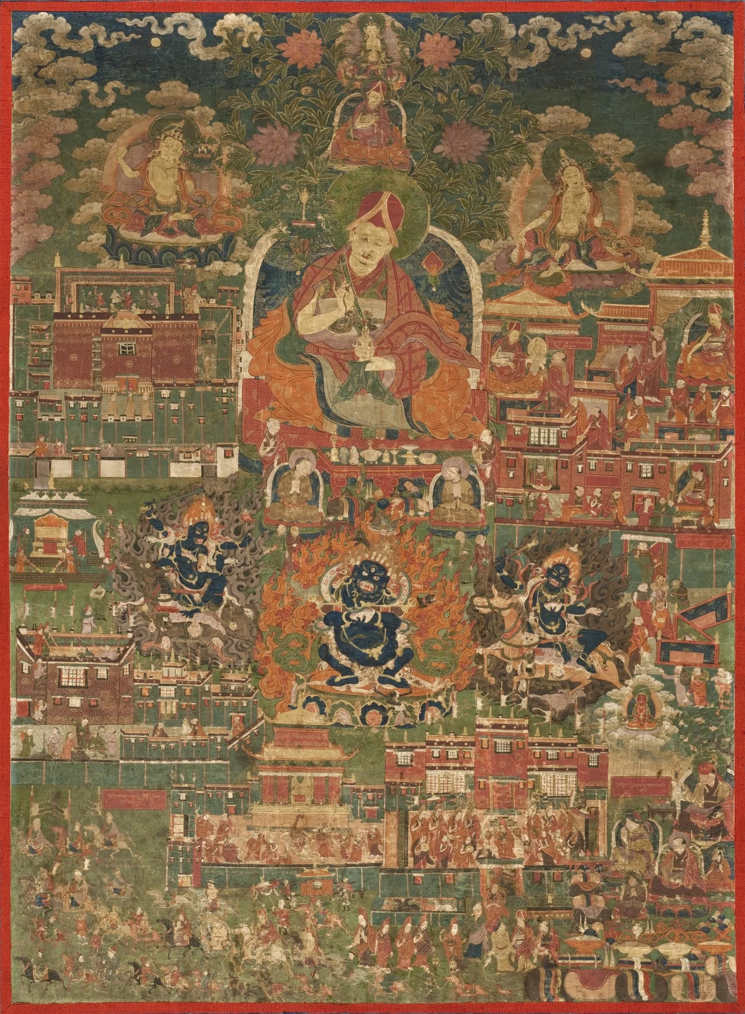 Kunga Tashi and Incidents from His Life (Abbot of Sakya Monastery, 1688-1711), detail