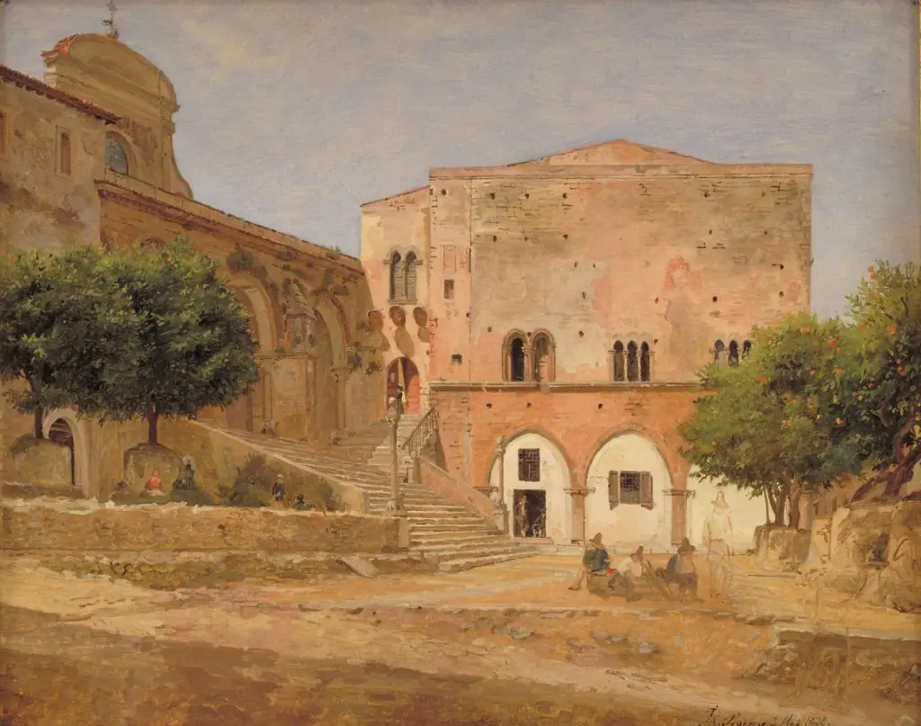 The Market Place in Priverno, by Jørgen Roed, unspecified, 1838