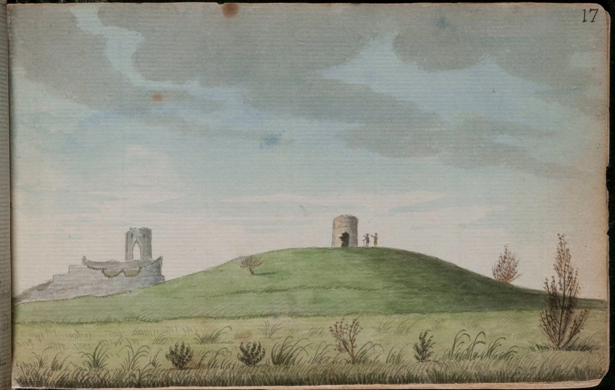 Another view of Castleknock with an [sic] mutilated tower on a hill at some distance [...], detail