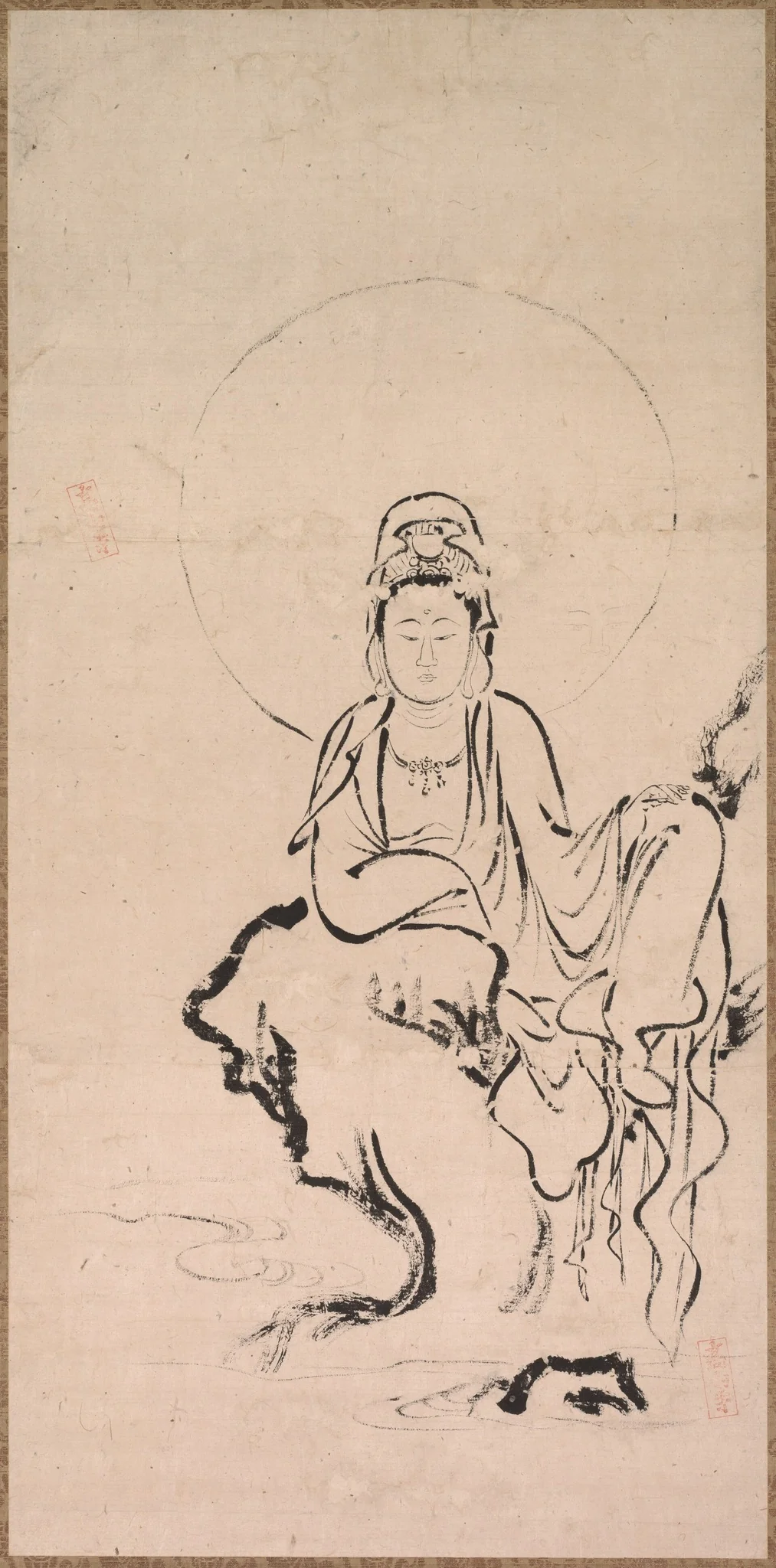 White-Robed Kannon (Byakue Kannon), detail