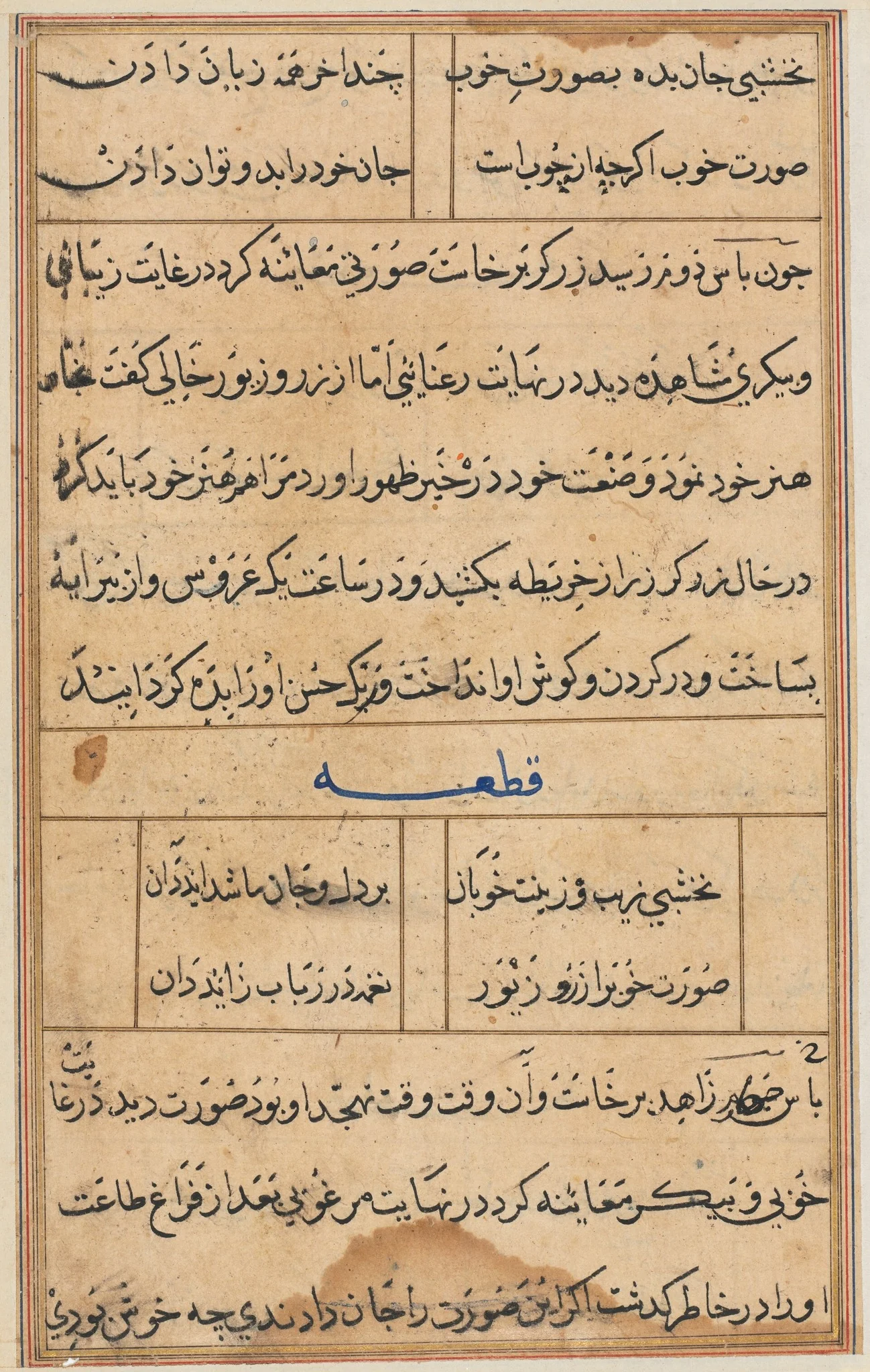 Page from Tales of a Parrot (Tuti-nama): text page, detail