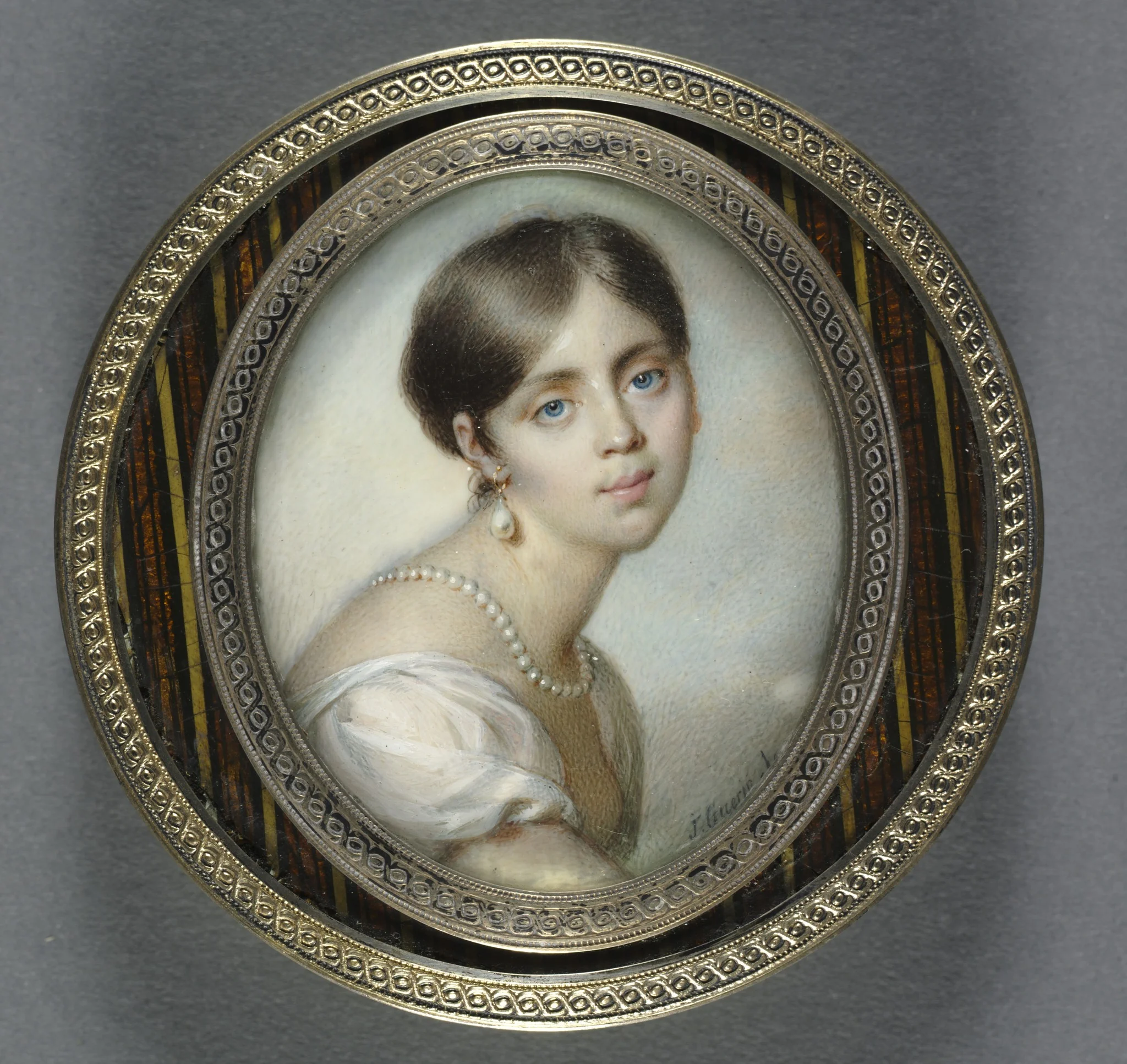 Snuff Box with a Portrait of a Young Woman, detail