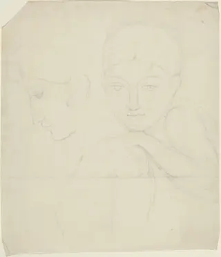Two Women's Heads, by John Flaxman, graphite, 1790