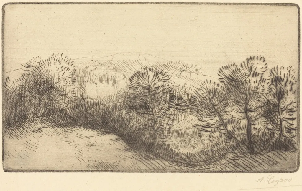 Near the Woods (Pres du bois), by Alphonse Legros, ink, 1874
