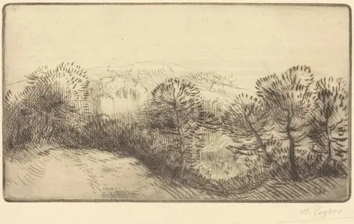 Near the Woods (Pres du bois), by Alphonse Legros, ink, 1874