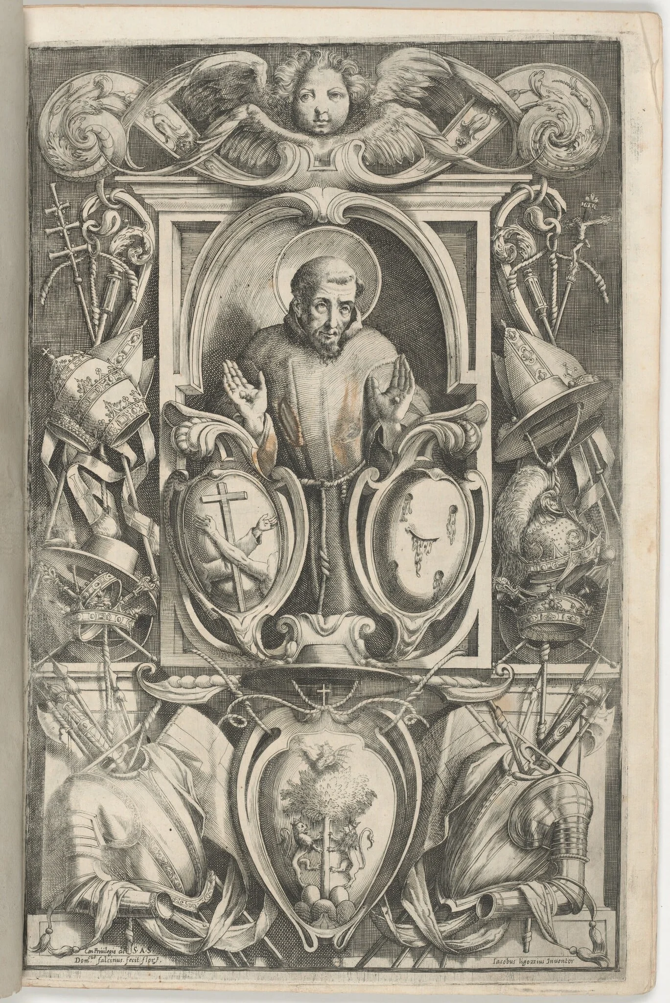 Frontispiece with Portrait of Saint Francis, detail