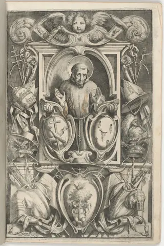 Frontispiece with Portrait of Saint Francis, by Jacopo Ligozzi, ink, 1612