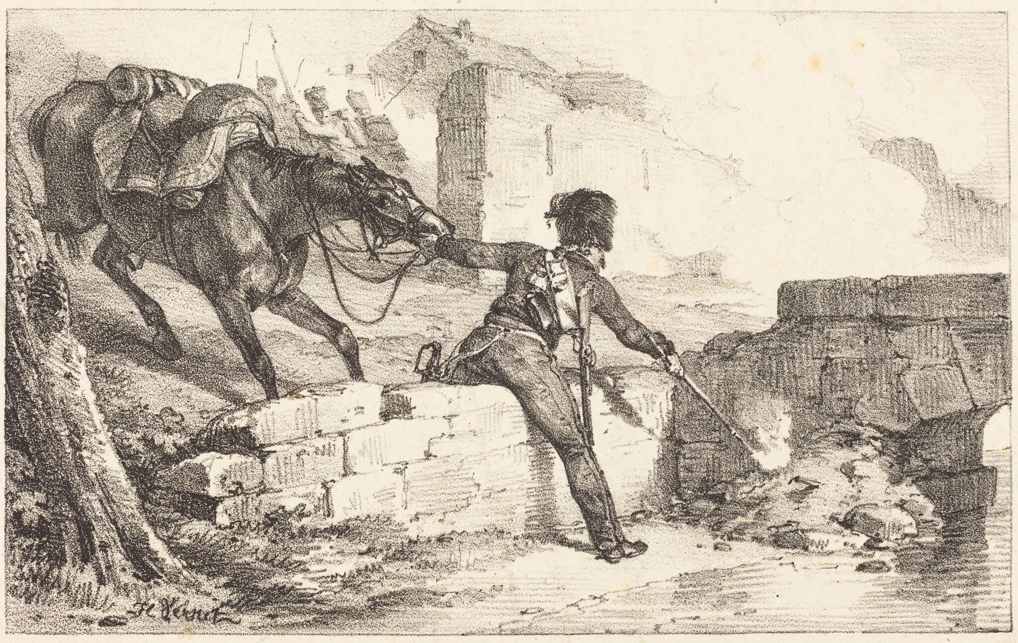 Artilleryman Lighting a Mine, detail