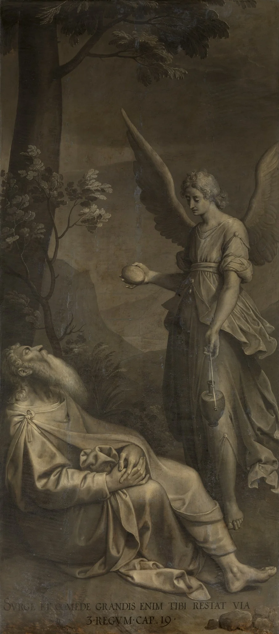 The prophet Elijah awakened by the angel on Mount Horeb (I Kings 19:5-6), detail