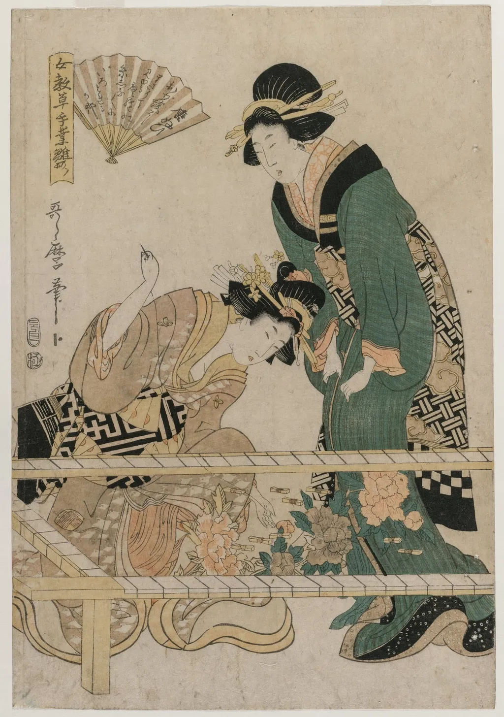 Chinese Embroidery (from the series Instructive Patterns for Women's Handicraft), by Kitagawa Utamaro II, 1808