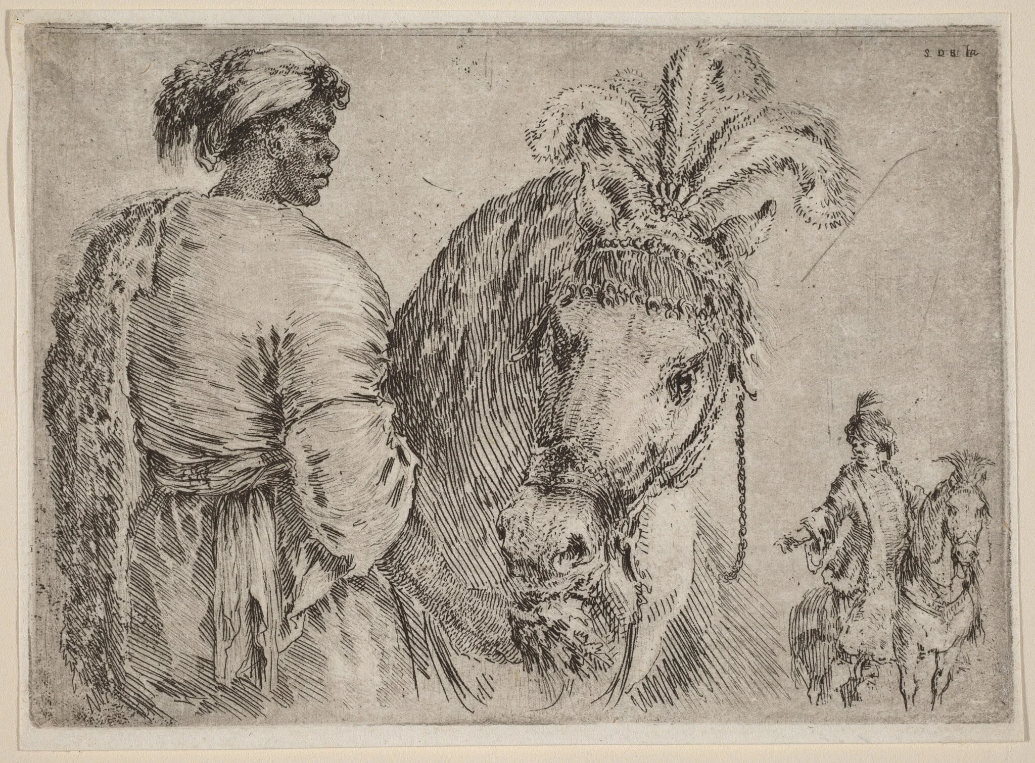 A Black Man Feeding a Horse, detail