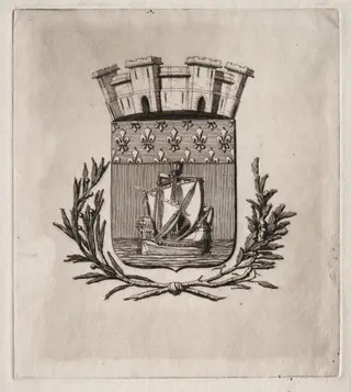 Etchings of Paris:  The Symbolical Arms of the City of Paris, by Charles Meryon, 1854