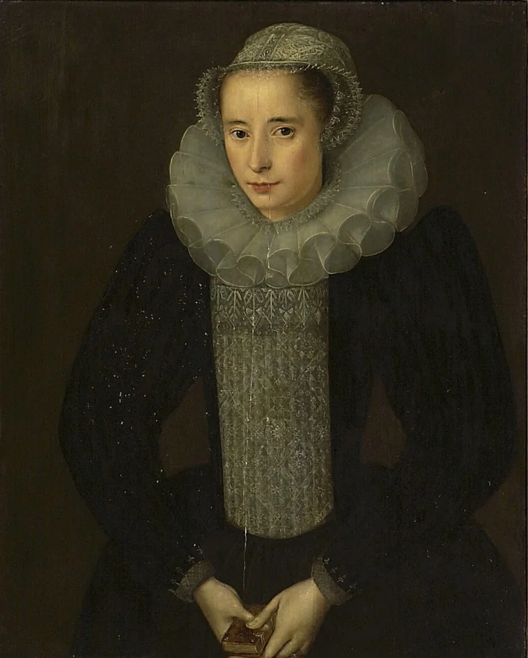 Portrait of a Lady holding a Book, detail