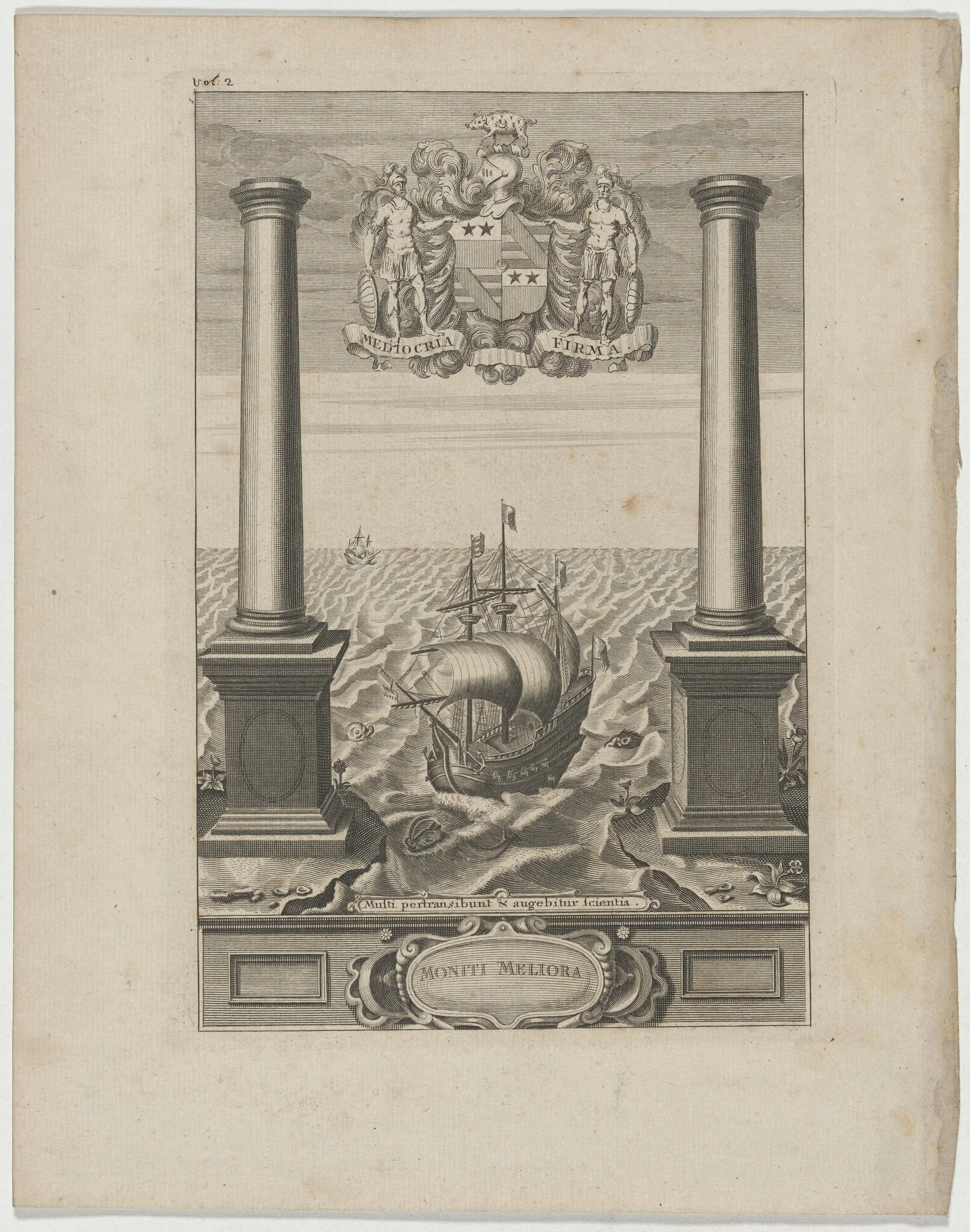 Coat of Arms, Moniti Meliora, detail