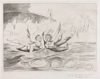 The Circle of the Corrupt Officials; the Devils Mauling Each Other, by William Blake, ink, 1827