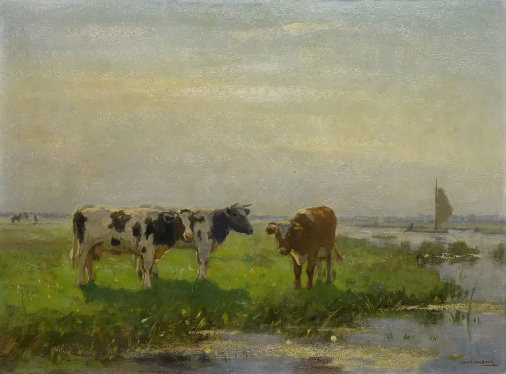 Cows in the Meadow, by Bernard van Beek, oil, 1908