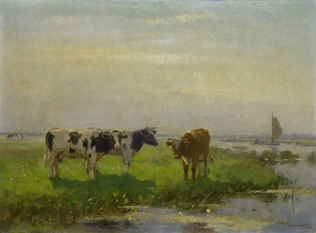 Cows in the Meadow, by Bernard van Beek, oil, 1908