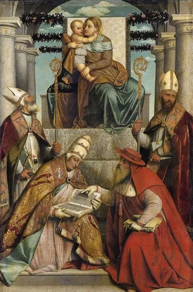 Madonna and Child with Four Doctors of the Church, detail