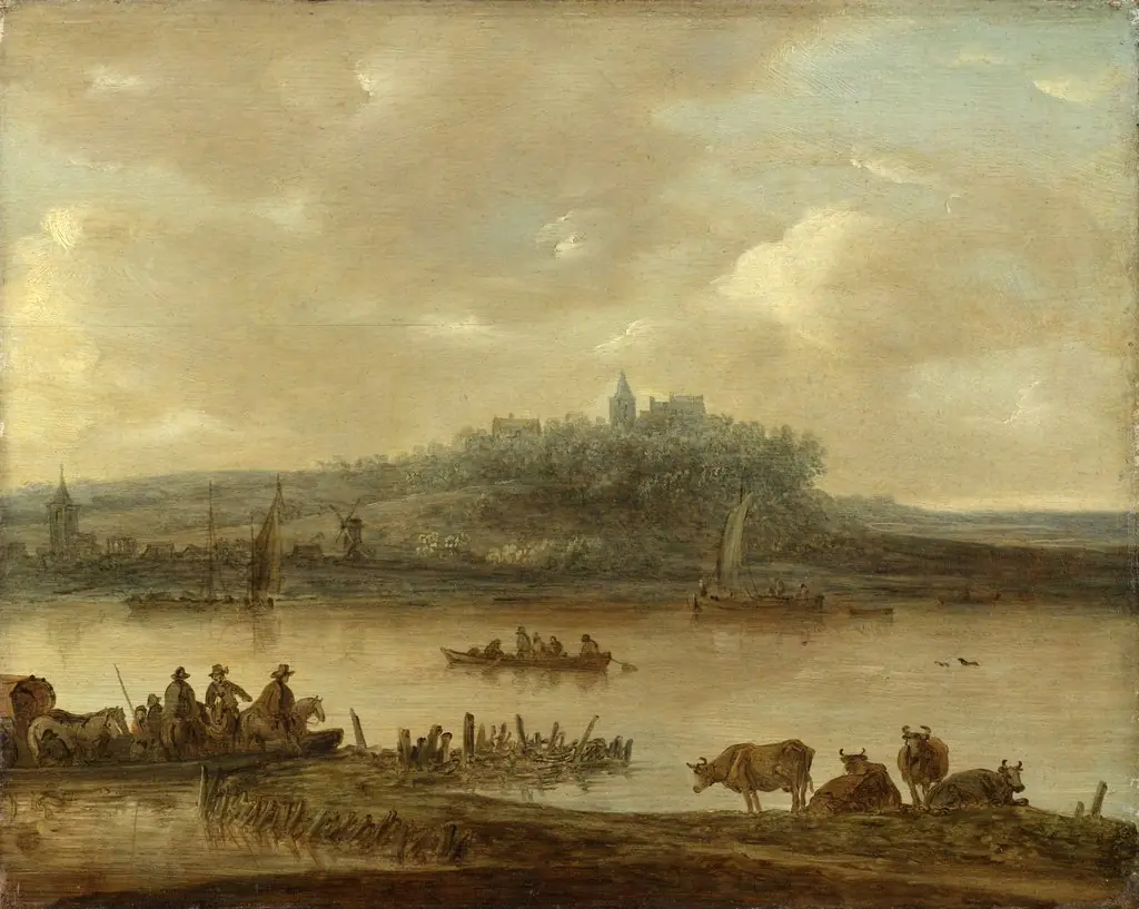 View of the Rhine and the Elterberg, by Jan van Goyen, oil, 1645