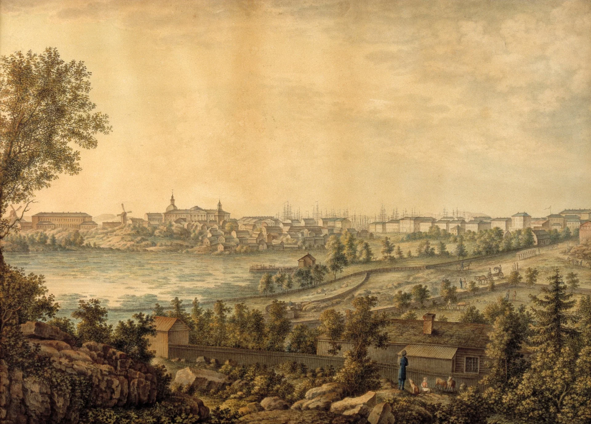 Helsinki nähtynä Kluuvinlahden yli, detail