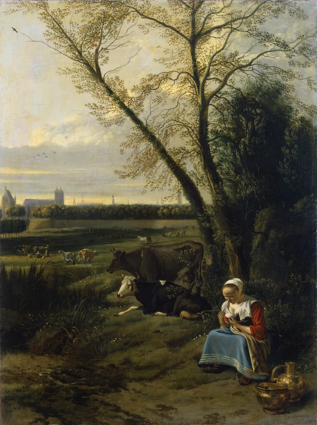 Shepherdess, by Johannes Siberechts, oil, 1666