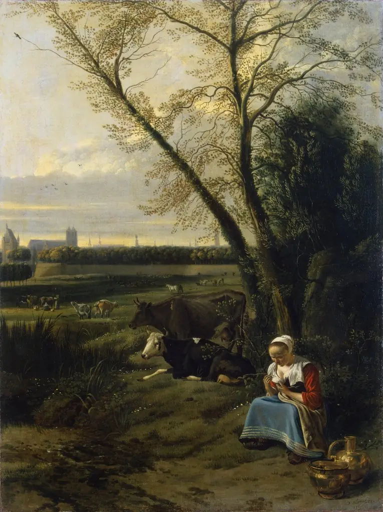 Shepherdess, by Johannes Siberechts, oil, 1666