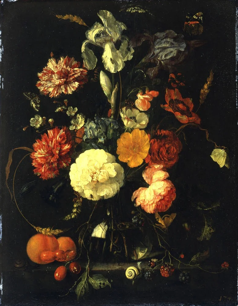Bouquet with Blue Iris in a Glass Vase, detail