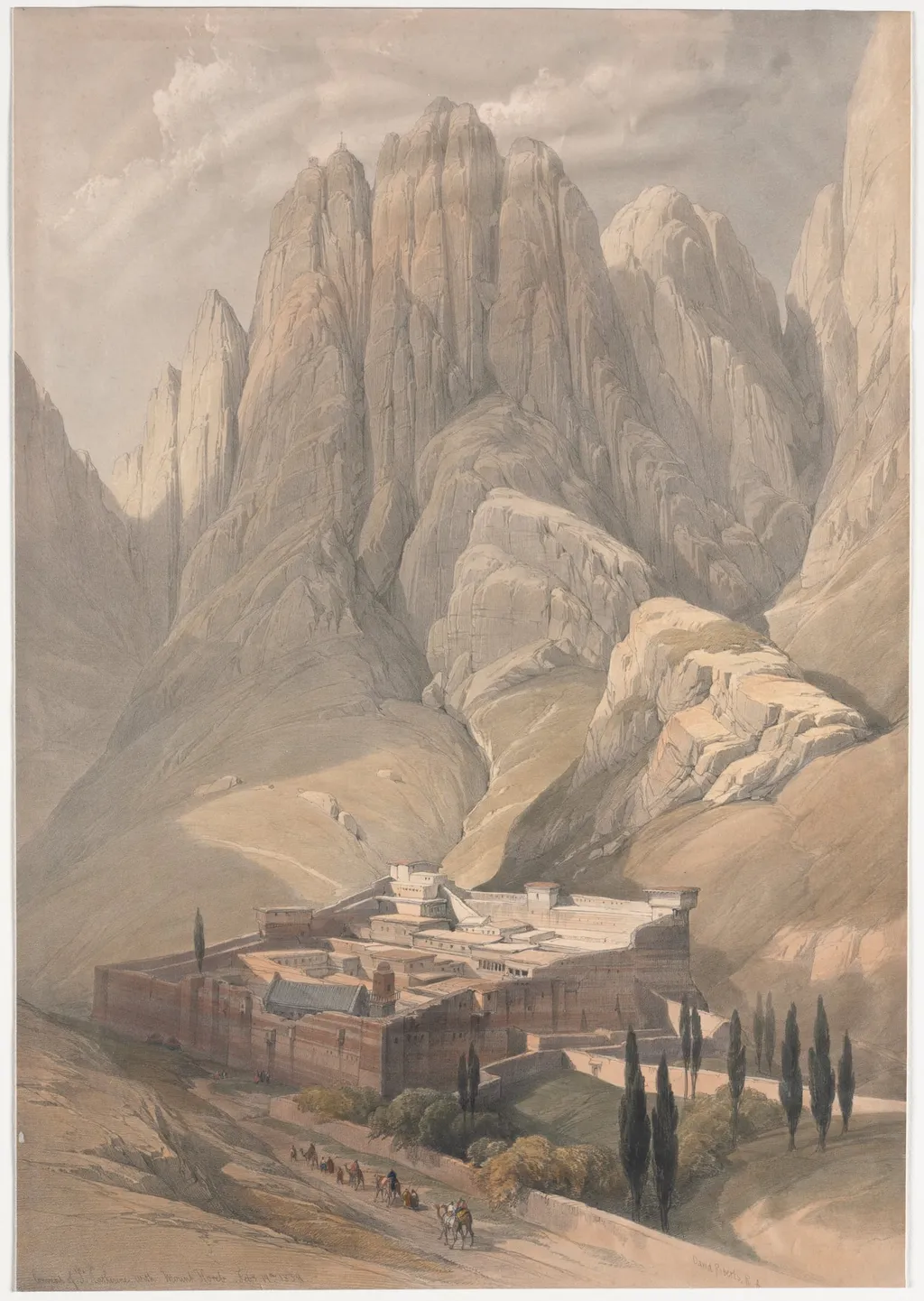Convent of St. Catherine with Mount Horeb, by David Roberts, 1839