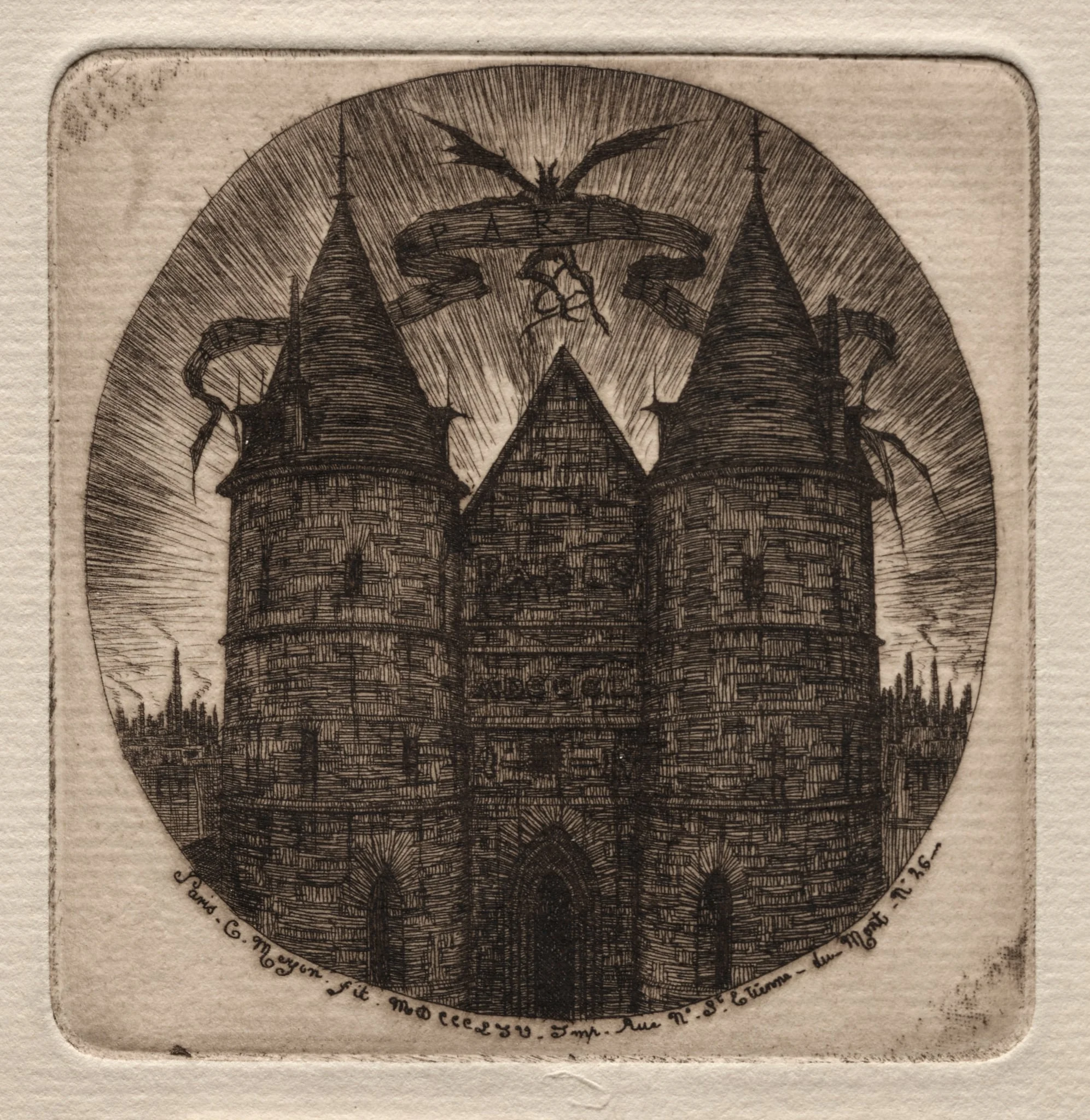 Etchings of Paris: Old Gate of the Palace of Justice, detail