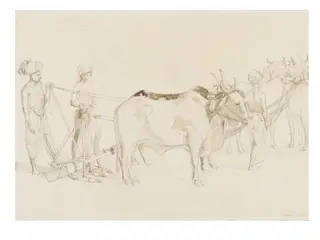 Planting seeds at Khamgaon, by John Lockwood Kipling, 1872