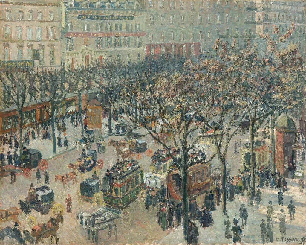 Boulevard des Italiens, Morning, Sunlight, by Camille Pissarro, oil, 1897
